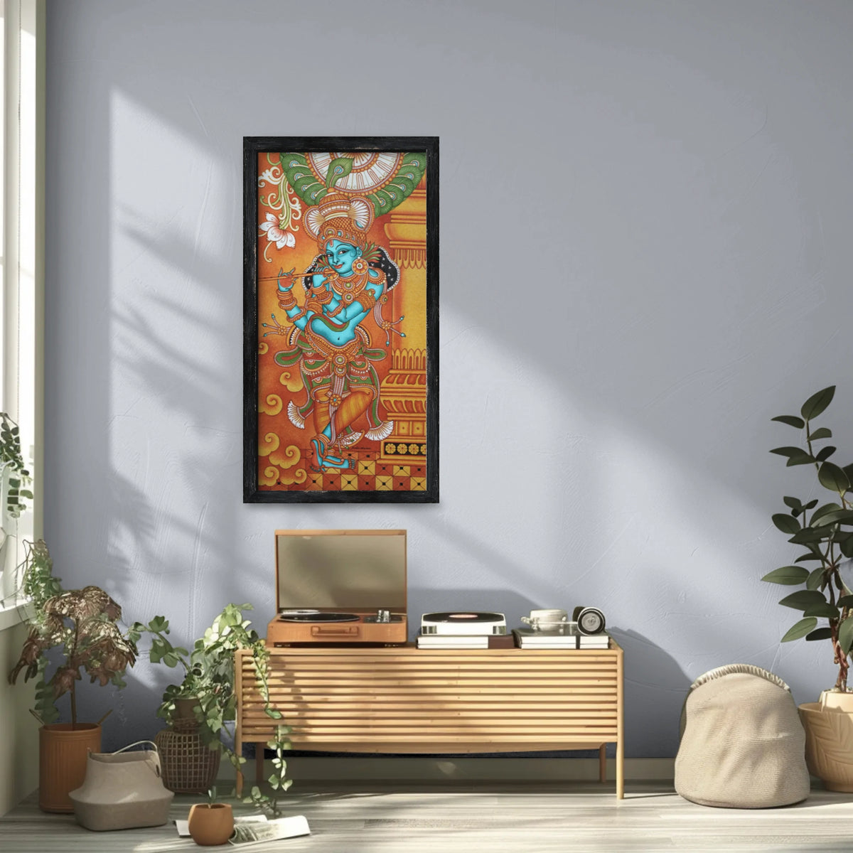 Krishna Mural Painting – Traditional Kerala Artwork