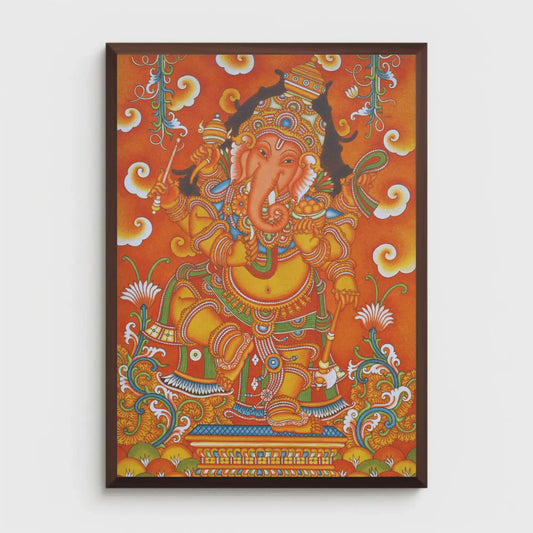 Dancing Ganesha Kerala Mural Artwork
