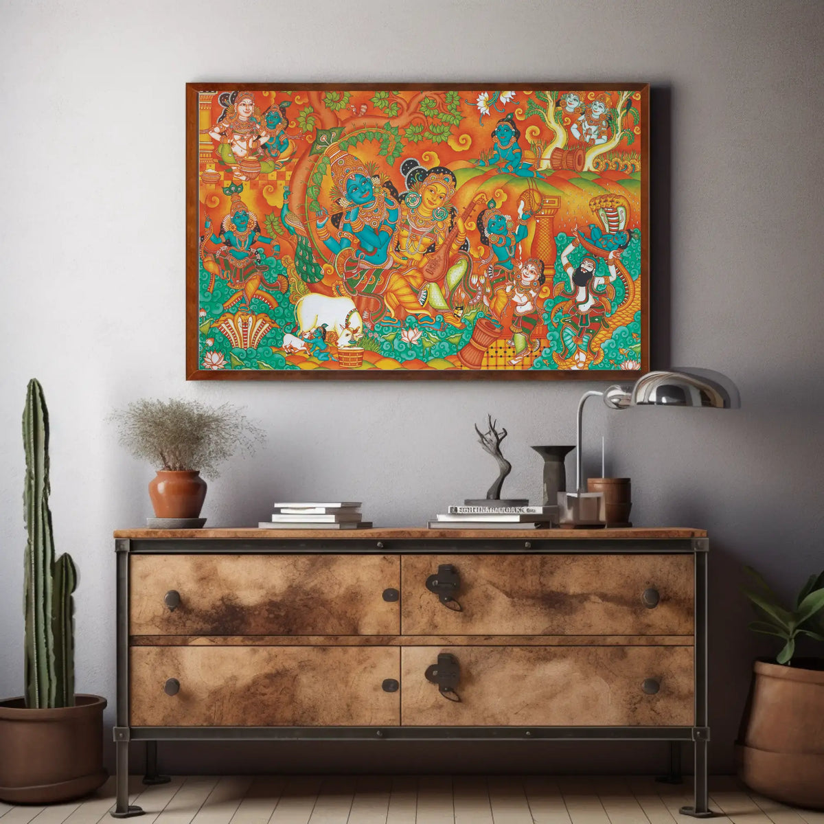 Krishna Leela Divine Stories Kerala Mural Artwork