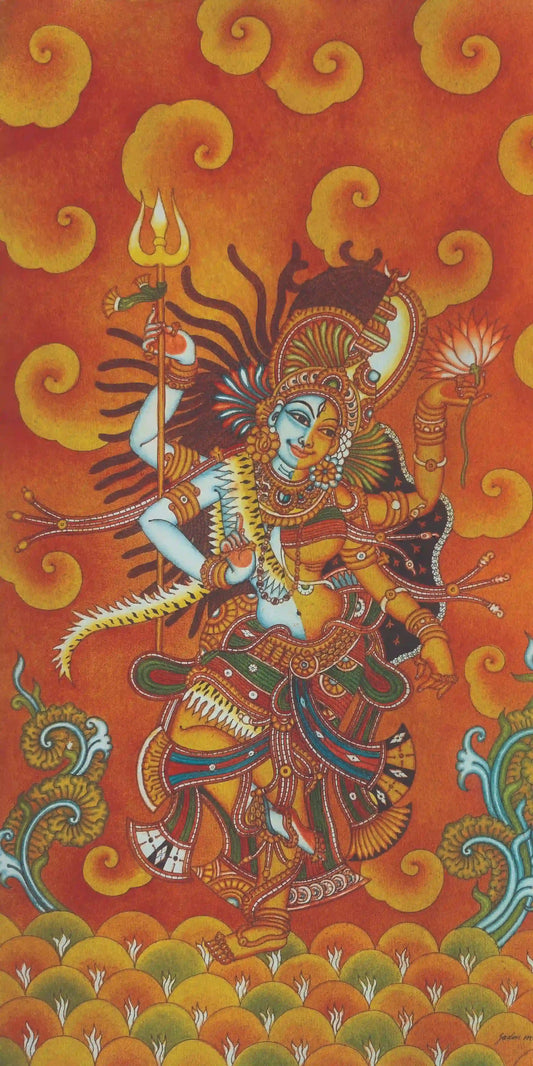 Ardhanarishvara Divine Unity Kerala Mural Artwork