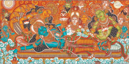 Ananthasayanam Divine Cosmic Reclining Vishnu Kerala Mural