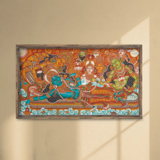 Ananthasayanam Divine Cosmic Reclining Vishnu Kerala Mural