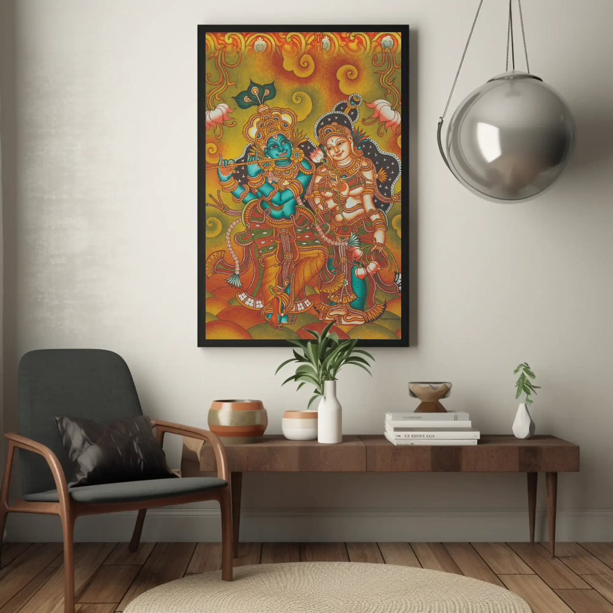 Radha Krishna Divine Love Kerala Mural Artwork