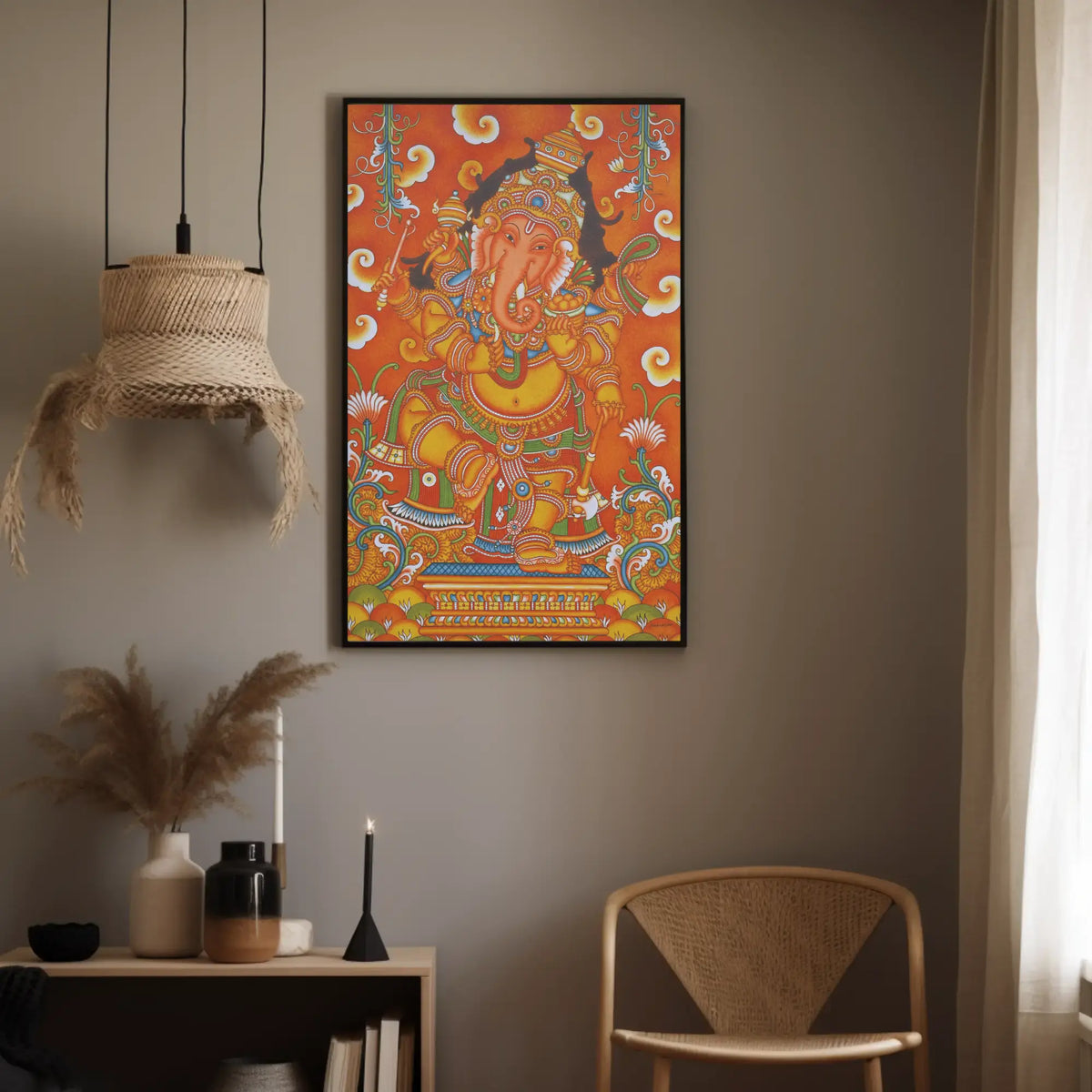 Dancing Ganesha Kerala Mural Artwork