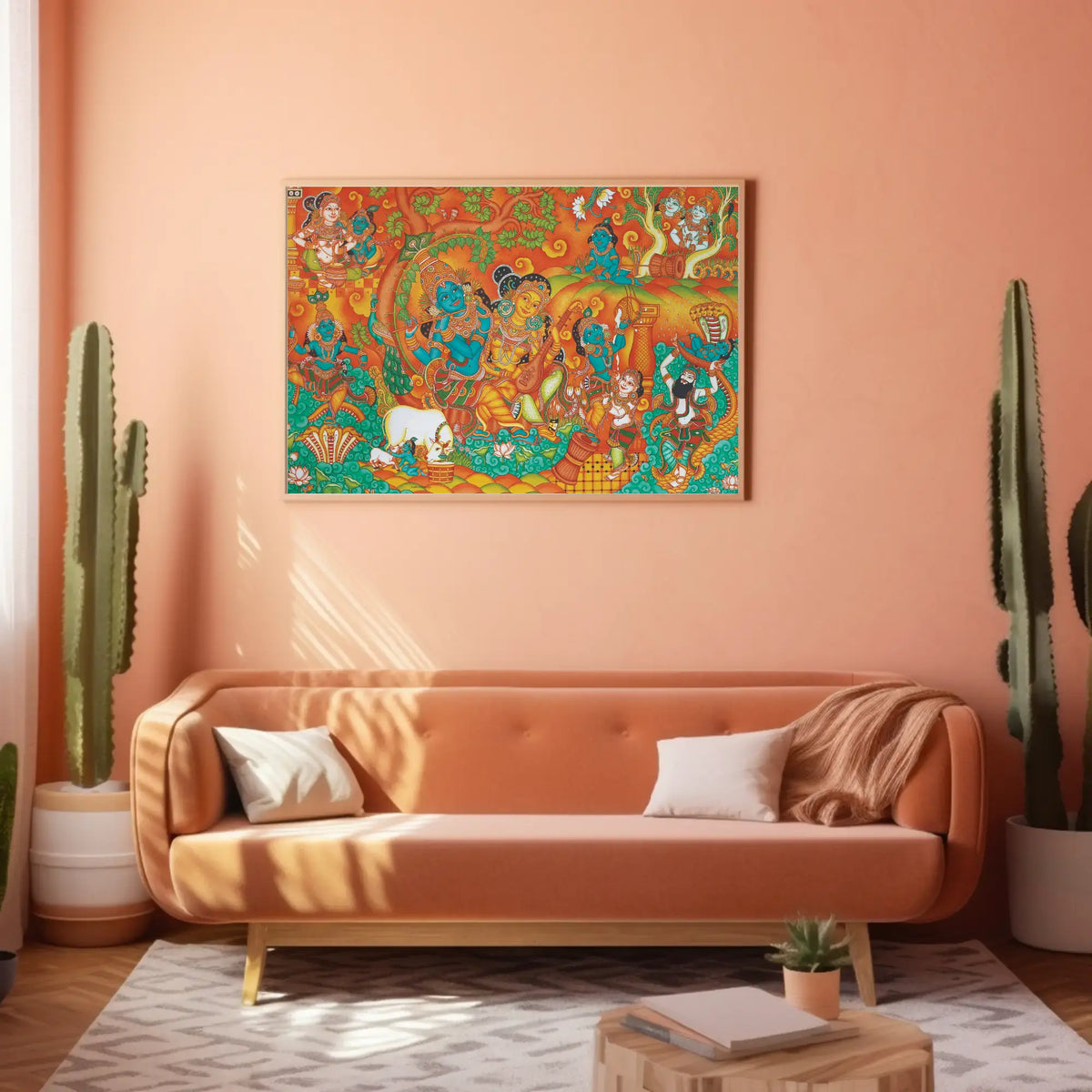 Krishna Leela Divine Stories Kerala Mural Artwork