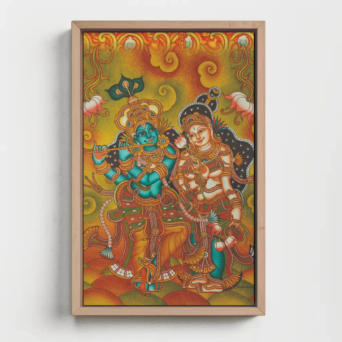 Radha Krishna Divine Love Kerala Mural Artwork