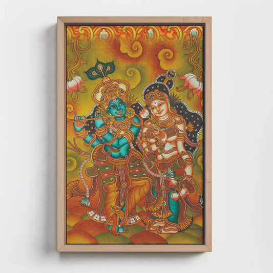 Radha Krishna Divine Love Kerala Mural Artwork