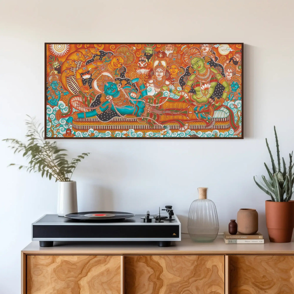 Ananthasayanam Divine Cosmic Reclining Vishnu Kerala Mural
